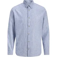 Jack & Jones Esummer Linen Blend Long Sleeve Shirt Bleu M Homme