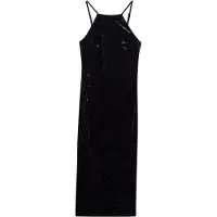 Superdry Lace Back Velvet Midi Sleeveless Midi Dress Noir S Femme