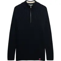 Superdry Femme Pull à Demi-zip en Maille Torsadée Décontracté Navy Taille: 36