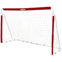 MUWO Cage de football en acier 240 x 150 cm rouge/blanc