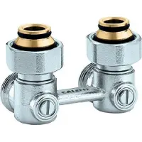 Caleffi Bloc de robinet 3/4" d'angle Eurocône Double robinet à bille Raccord de radiateur