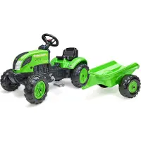 Falk Tracteur pour enfants à pédales avec remorque, vert, pour les enfants de 2 à 5 ans