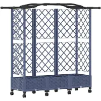 vidaXL Jardinière surélevée avec treillis et toit, gris, 163 x 40 x 129 cm, PP