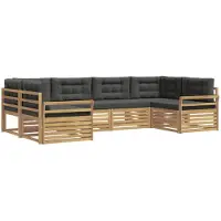 vidaXL Ensemble de canapés d'extérieur , 6 pièces, blanc et anthracite, bois massif d'acacia