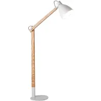 FABAS LUCE Lampadaire Sveva En Métal Et Bois De Frêne, Hauteur Réglable Jusqu'À 180 Cm, Douille E27, Design Moderne Et Élégant Pour L'Éclairage Intérieur