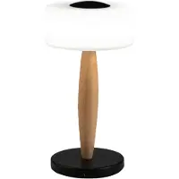 FABAS LUCE Lampe De Table Led Elea 8W 860Lm 3000K, Structure En Métal, Bois Et Verre Soufflé, Réglage Tactile De La Lumière, Couleur Noire - Elea
