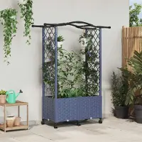 Prolenta Maison Exclusive - Jardinière surélevée avec treillis et toit, couleur gris, dimensions 125 x 40 x 144 cm, en plastique PP