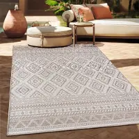 Paco Home Tapis d'extérieur en lin tissé moderne Boho Ethno résistant aux intempéries extérieur Taille 60x100 cm