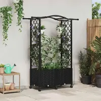 Prolenta Maison Exclusive - Jardinière surélevée avec treillis et toit, couleur noire, dimensions 125 x 40 x 144 cm, en plastique PP