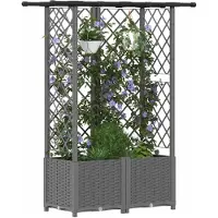 vidaXL Jardinière surélevée avec treillis et toit, gris clair, 124 x 40 x 136 cm, PP