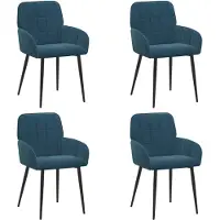 vidaXL - 4 chaises de salle à manger, tissu velours, bleu, 56,5 x 50 x 86 cm