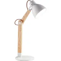 FABAS LUCE Lampe De Table Sveva En Métal Et Bois Blanc/Frêne, Douille E27, Design Élégant, Idéale Pour L'Éclairage Intérieur, 230 V, Classe Ii