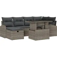vidaXL Ensemble de canapé de jardin avec coussin avec mémoire 7 pcs Gris