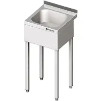Stalgast Lave-mains avec support, 400x410x850 mm, avec bandeau de cuve sur trois côtés, avec rebord, soudé