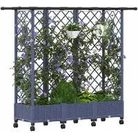 vidaXL Jardinière surélevée avec treillis et toit gris, 164 x 40 x 127 cm, en polypropylène