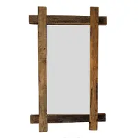 Spetebo Miroir mural avec cadre naturel (vieux bois) - rectangulaire - 90x55 cm
