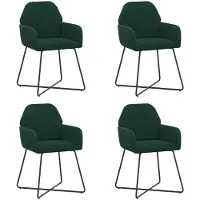 vidaXL - 4 chaises de salle à manger, tissu velours, vert foncé, 55 x 50 x 84 cm