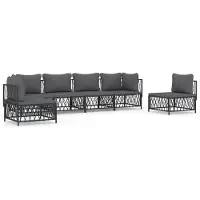 Syfax Salon de jardin avec coussins 6 pcs anthracite acier