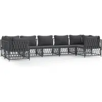 Syfax Salon de jardin 7 pcs avec coussins anthracite acier
