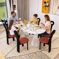 Xl Moebel Gmbh Ensemble de salle à manger : table de salle à manger luxueuse avec 6 chaises – ensemble de mobilier moderne, 7 pièces