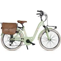 VELOmarche Via Veneto Vélo électrique Classic E-bike Lady 24 pouces 6 V vert Giulietta avec sacoches latérales
