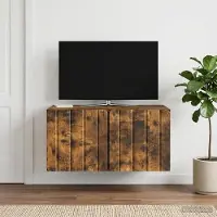 Prolenta Meuble TV mural exclusif, dimensions : 59,5 x 41 x 30 cm, finition chêne fumé