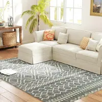 Fortuna Tapis Lai Tissage plat Lavable Tapis de cuisine antidérapant au design bohème pour terrasse, balcon, salon et cuisine, 170 x 120 cm, gris