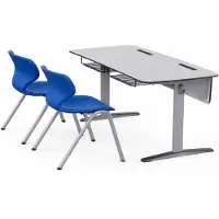 Xl Moebel Gmbh Pupitre ergonomique avec des chaises bleues et un espace de rangement pratique