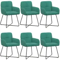 vidaXL - 6 chaises de salle à manger, tissu velours turquoise, 59 x 56,5 x 86 cm