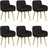 vidaXL - 6 chaises de salle à manger, revêtues en bouclé noir, 59 x 56 x 86 cm