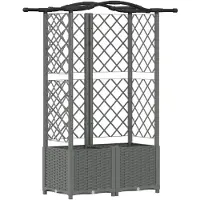 vidaXL Jardinière surélevée avec treillis et toit, gris clair, 122 x 40 x 138 cm, PP