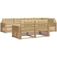 vidaXL Ensemble de salon de jardin , 7 pièces, blanc et beige, en polyester