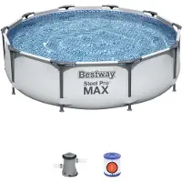 Bestway Steel Pro MAX ronde 305x76cm Piscine à cadre acier avec pompe de filtration Gris 56408