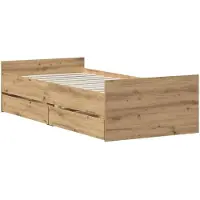 vidaXL Cadre de lit en bois imitation chêne artisanal, 90 x 200 cm