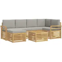 vidaXL Ensemble de canapés d'extérieur , 7 pièces, polyester blanc et gris clair