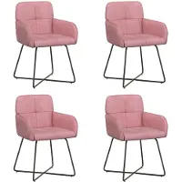 vidaXL Chaises de salle à manger, lot de 4, en velours (V), rose, 59 x 56,5 x 86 cm