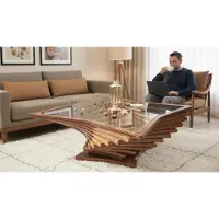 AEA Table basse moderne en bois, couleur marron, confortable, pratique et élégante, idéale pour le salon
