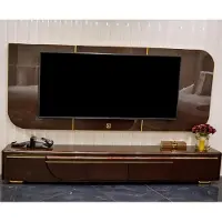 Xl Moebel Gmbh Support TV moderne, couleur marron, avec pieds dorés, design luxueux