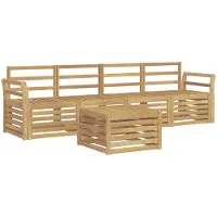vidaXL Ensemble de canapés d'extérieur , 5 pièces, blanc, bois massif d'acacia