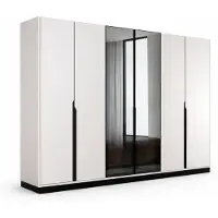 Xl Moebel Gmbh Armoire blanche haut de gamme à portes miroir – Armoires en bois raffinées
