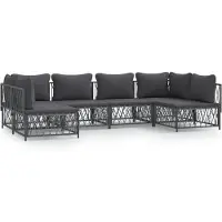 Syfax Salon de jardin avec coussins 6 pcs anthracite acier
