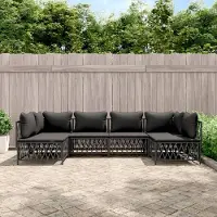 Prolenta Ensemble de salon de jardin exclusif, 6 pièces, avec coussins, couleur anthracite, en acier