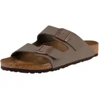 Birkenstock Arizona en cuir Birkibuc, couleur pierre, taille 45 (Europe)