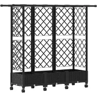 vidaXL Jardinière surélevée avec treillis et toit, noir, 164 x 40 x 127 cm, PP