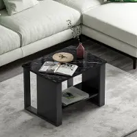Homidea Table basse "Boss" - Table d'appoint moderne avec compartiment de rangement, 60x45x43,6 cm (Table basse "Boss" en marbre anthracite et noir)