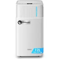 VonHaus Déshumidificateur électrique , capacité de 12 litres par jour, réservoir d'eau de 2 litres, avec minuterie et tuyau de vidange