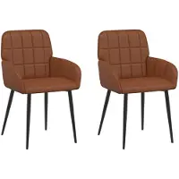 vidaXL : 2 chaises de salle à manger, similicuir marron, 57 x 50 x 85 cm
