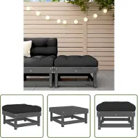 The Living Store Tabouret de jardin avec coussin Gris Pin massif