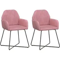 vidaXL - 2 chaises de salle à manger, velours, rose, 55 x 50 x 84 cm