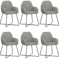 vidaXL - 6 chaises de salle à manger, tissu velours, gris clair, 55 x 50 x 84 cm